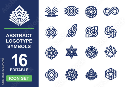 Abstract geometric logotype symbols icon set vector