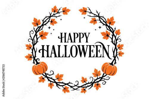 Halloween Typography Design with Spooky Lettering and Festive Autumn Elements
