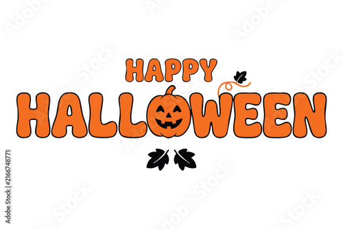 Halloween Typography Design with Spooky Lettering and Festive Autumn Elements