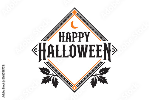 Halloween Typography Design with Spooky Lettering and Festive Autumn Elements