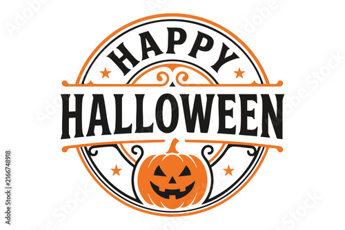 Halloween Typography Design with Spooky Lettering and Festive Autumn Elements