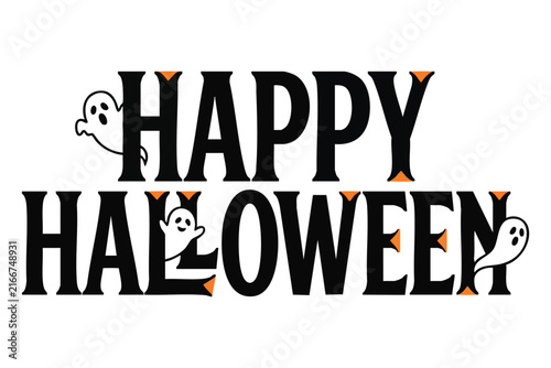 Halloween Typography Design with Spooky Lettering and Festive Autumn Elements