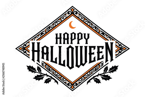 Halloween Typography Design with Spooky Lettering and Festive Autumn Elements