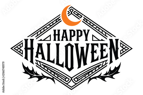 Halloween Typography Design with Spooky Lettering and Festive Autumn Elements