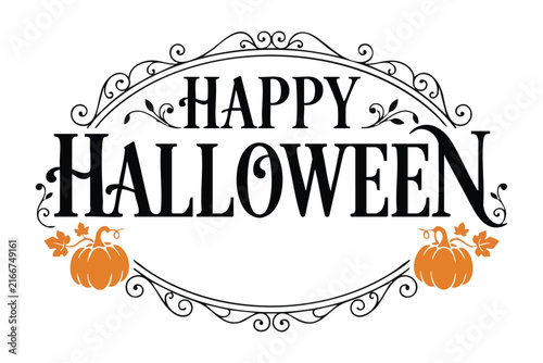 Halloween Typography Design with Spooky Lettering and Festive Autumn Elements