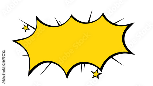 Fotografía Yellow comic explosion speech bubble with stars and black shadow vector illustra