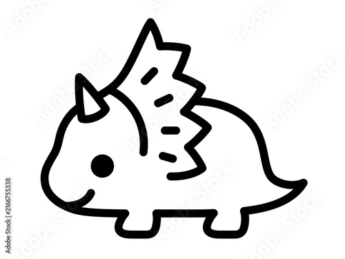 シンプルな線のトリケラトプスのアイコンのイラスト素材