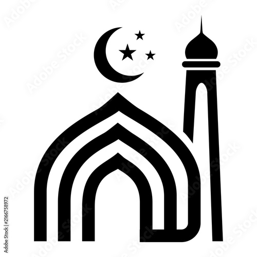 Islamic Mosque Arch with Crescent Stars Vector Icon