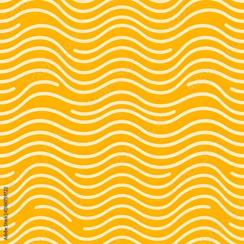 Seamless pattern with yellow and white wavy lines