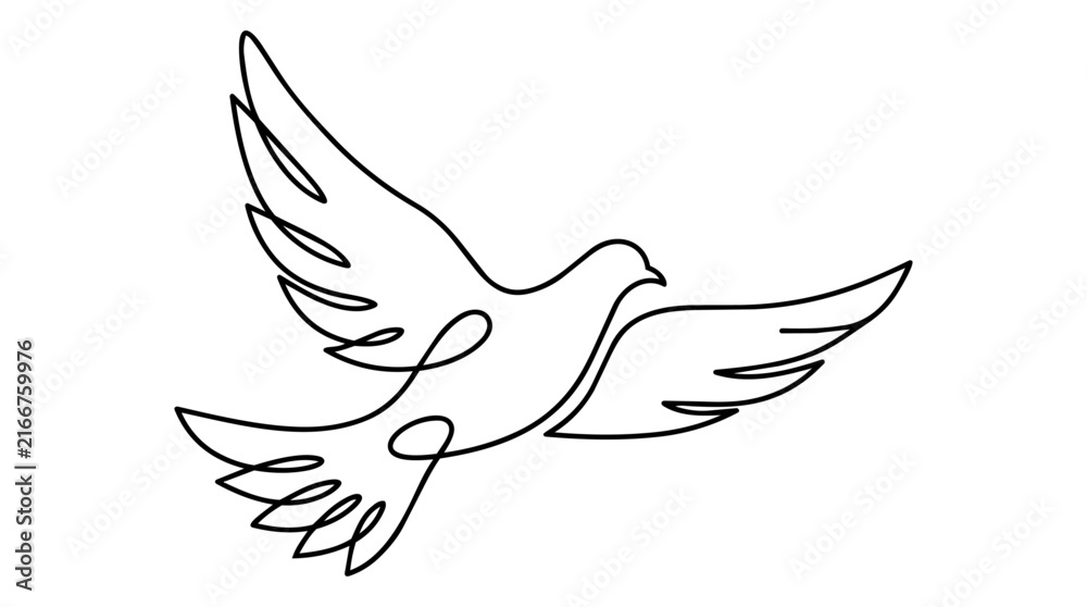 Fototapeta premium Dove bird continuous line drawing vector illustration