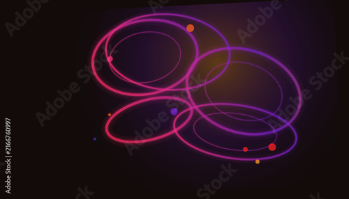 Картината върху платно Abstract futuristic background with glowing neon orbital rings