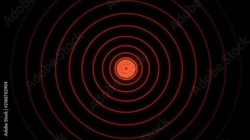 Glowing Orange Concentric Rings Centered on a Black Background with Static Illumination