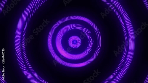 Purple concentric glowing rings surrounding central spiral on dark abstract background