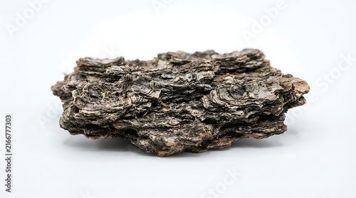 Rough textured gray mineral ore on white background.