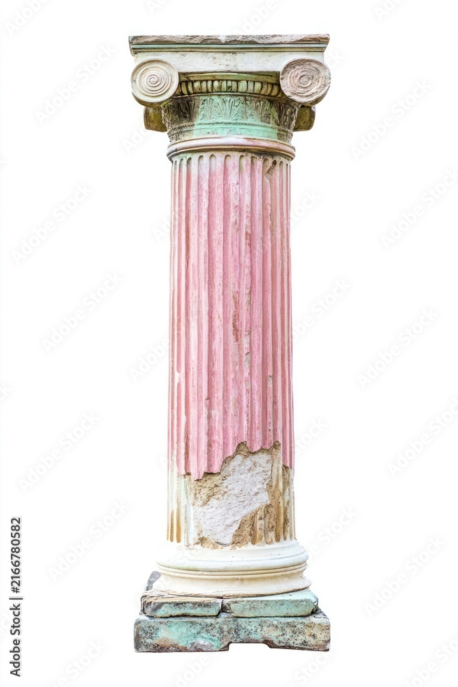 Fototapeta premium Pink green Greek ancient column pillar architecture greek.