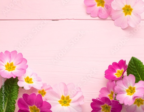 pink flower frame with primula