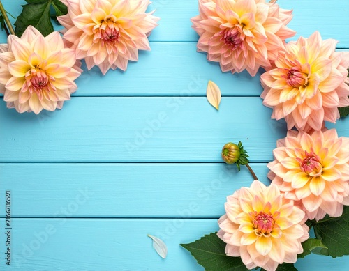 flowers on wooden background