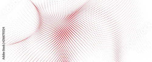 Abstract background with a dynamic wave of red dots