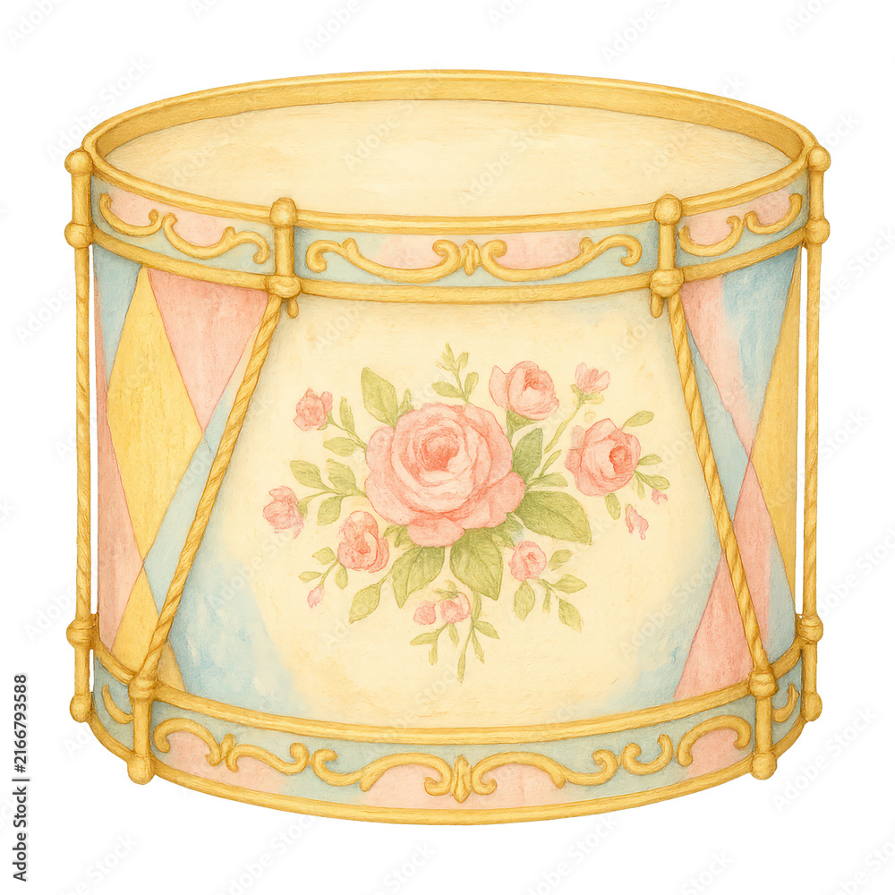Obraz premium PNG Vintage floral drum illustration