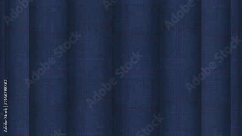 Smooth circular rotation of Italian midnight blue glen plaid wool fabric rolls revealing deep rich tones and elegant classical check pattern material