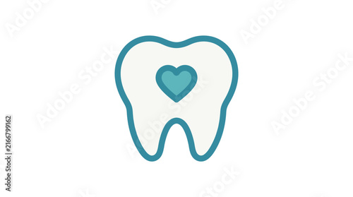 Dental tooth icon with heart shape representing gentle oral hygiene and professional pediatric care.