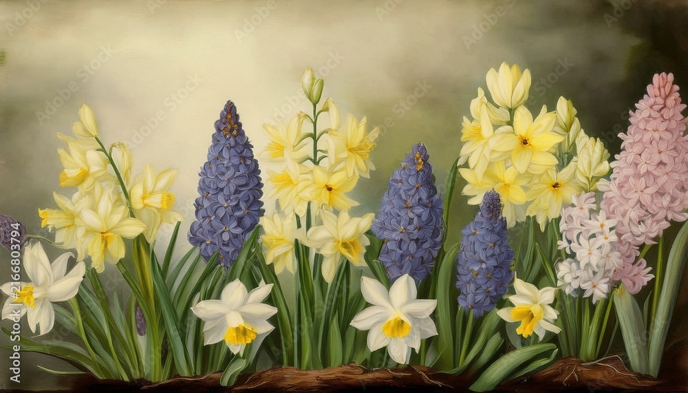 Obraz premium Group Of Hyacinths And Narcissus