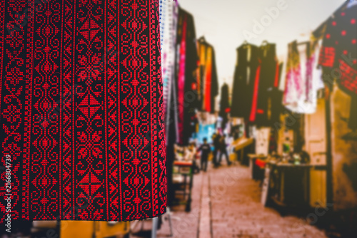 Palestinian embroidered textile at market