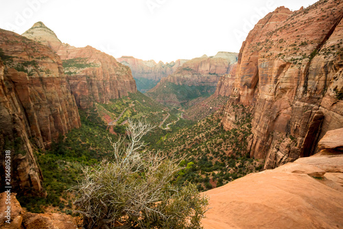 View from the Pine Creek Canyon overlook at Zion National Park, Utah
