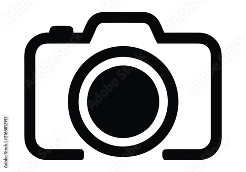 Obraz na płótnie Simple black and white line art illustration of a classic single lens reflex cam