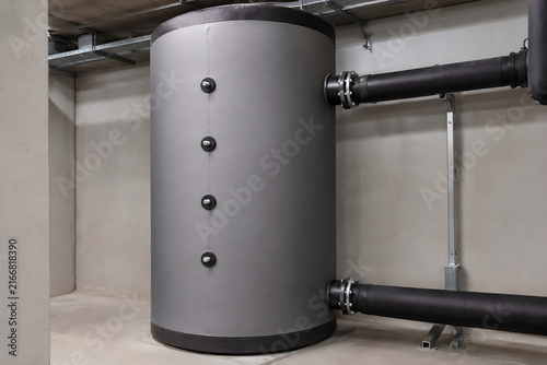 Commercial Thermal Buffer Tank with Insulated Hydronic Supply and Return Connections