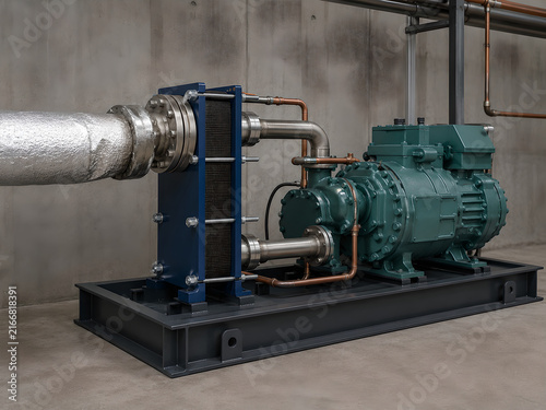 Industrial Heat Pump Skid with Plate Heat Exchanger and Semi-Hermetic Compressor