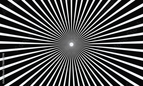 Canvas Print black and white radial line pattern with illusion of expanding rays from center