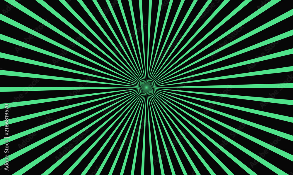Fototapeta premium Dynamic green and black radiating lines creating an abstract visual effect with striking optical illusion pattern for commercial use