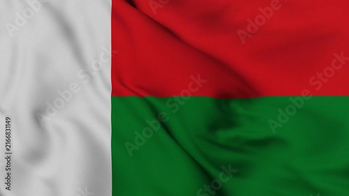 4K animation of the Malagasy national flag waving in the wind