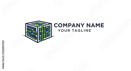 Modern minimalist company logo with geometric cube design.