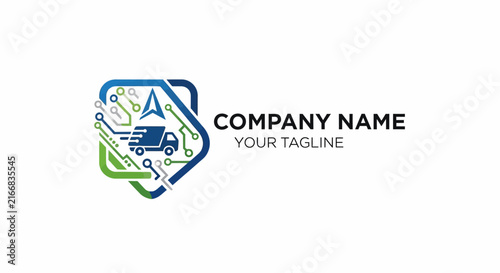 Modern minimalist trucking company logo design template.