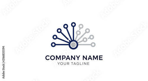 Minimalist technology network connection logo design template.