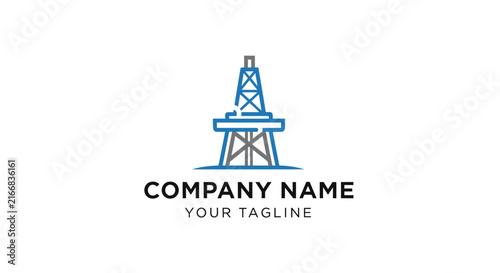 Minimalist oil rig logo design with company name and tagline.