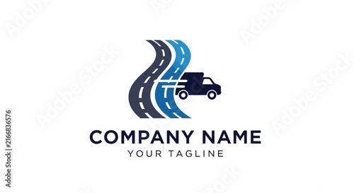Modern car logo design with road and motion wave elements.