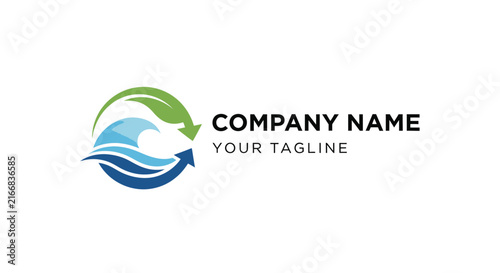 Modern wave and leaf logo design for business branding.