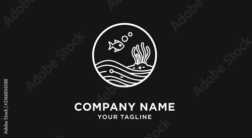 Minimalist wave and mountain logo design for business branding.