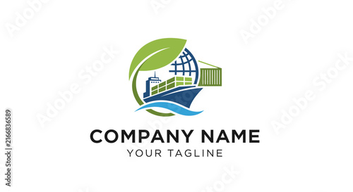 Modern eco-friendly company logo with green leaf and building design.