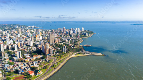 Fotografie Aerial View of Posadas Waterfront and Andresito Monument