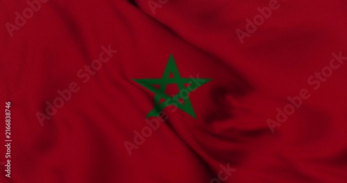 4K animation of the Moroccan national flag waving in the wind