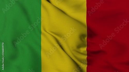 4K animation of the Malian national flag waving in the wind