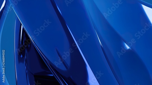 Abstract blue liquid chrome wave splash with dynamic metallic reflection and fluid motion texture