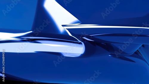 Futuristic liquid chrome metal wave with dynamic blue lighting and glossy reflections