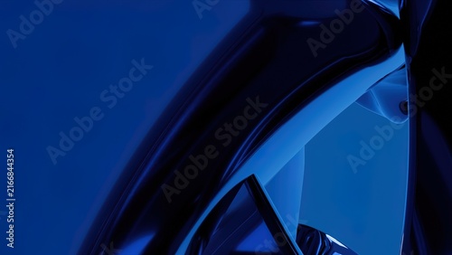 Abstract futuristic chrome liquid wave in deep blue gradient metallic motion background