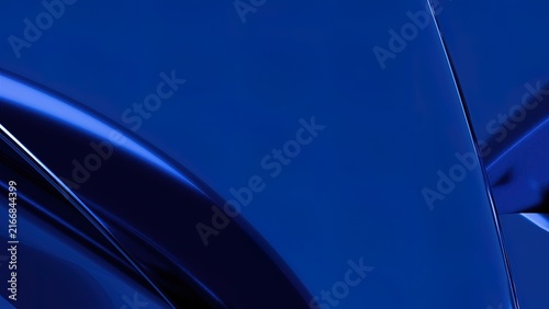 Ultra close-up of glossy metallic blue liquid chrome surface with smooth reflective curves and futuristic texture