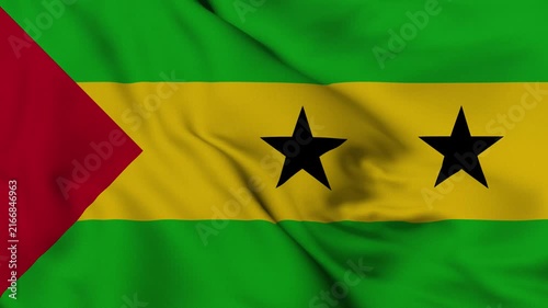 4K animation of the Sao Tome and Principe national flag waving in the wind